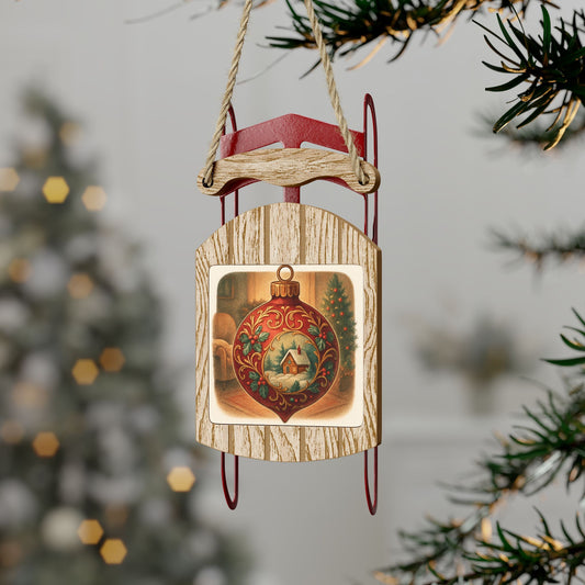 The Classic Wooden Sled Ornament – Personalized